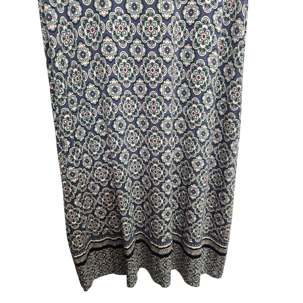 J.Jill Blue Floral Print Dress M Sleeveless Stretch Rayon Casual Boho Lagenlook - Picture 5 of 8